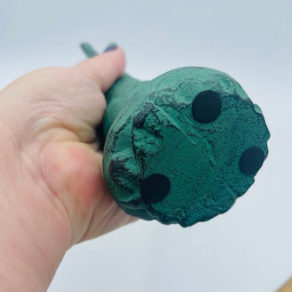 Vintage Verdigris Green Patina Metal Flower Stem Glass Tube Bud Vase - Picture 7 of 10